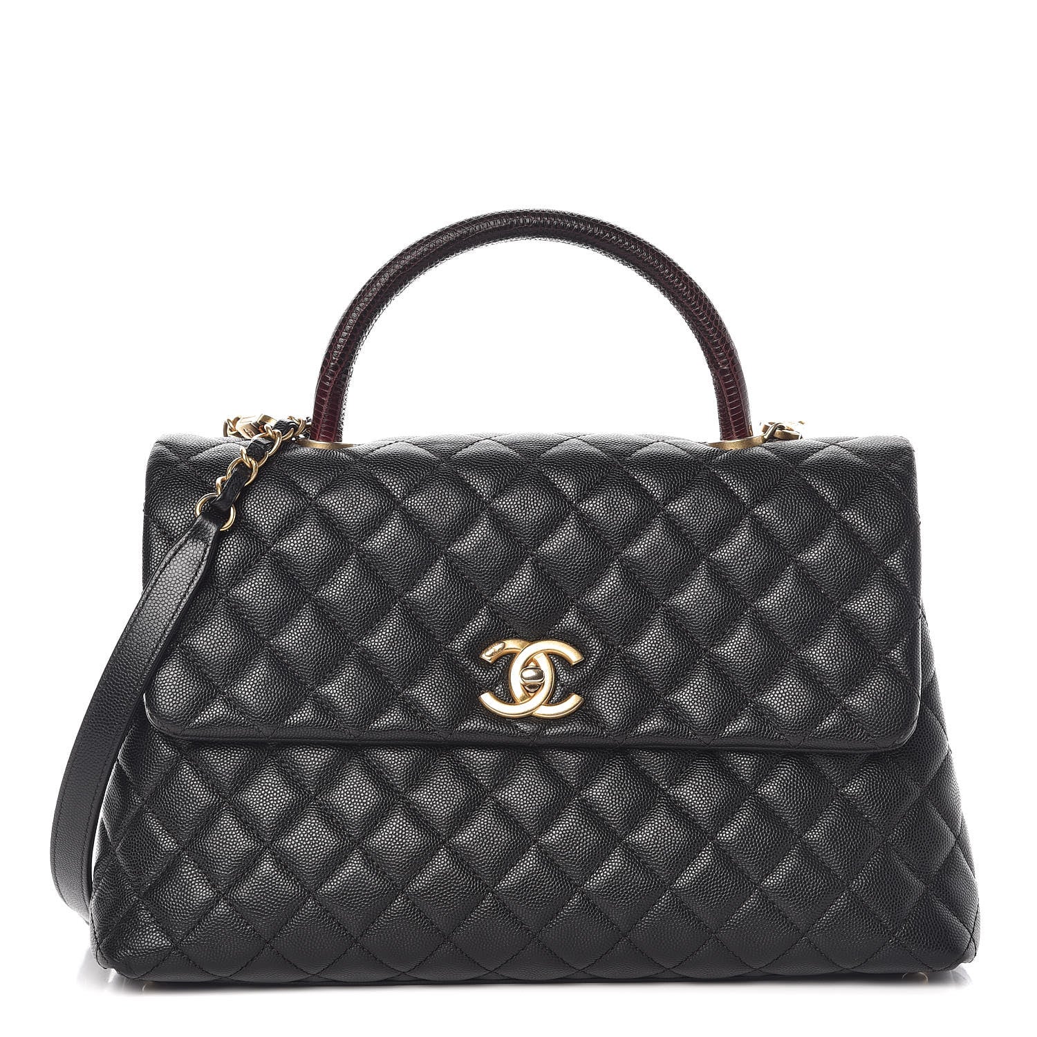 Chanel Caviar Lizard Quilted Medium Coco Handle Flap Black 1 of 9