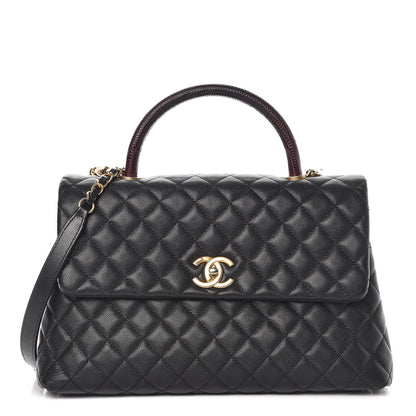 Chanel Caviar Lizard Quilted Medium Coco Handle Flap Black 1 of 9