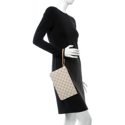 Louis Vuitton Damier Azur Neverfull MM GM Pochette Rose Ballerine 2 of 7