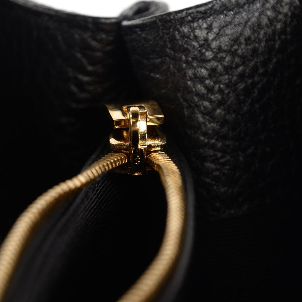 Grained Calfskin Medium Moujik Top Handle Bag Black