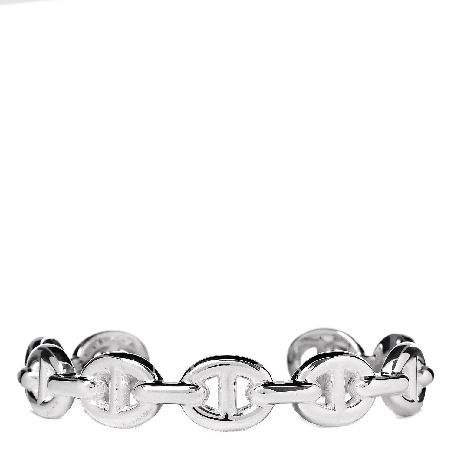 Hermes Sterling Silver MM Chaine d'Ancre Enchainee Cuff Bracelet SH 1 of 5