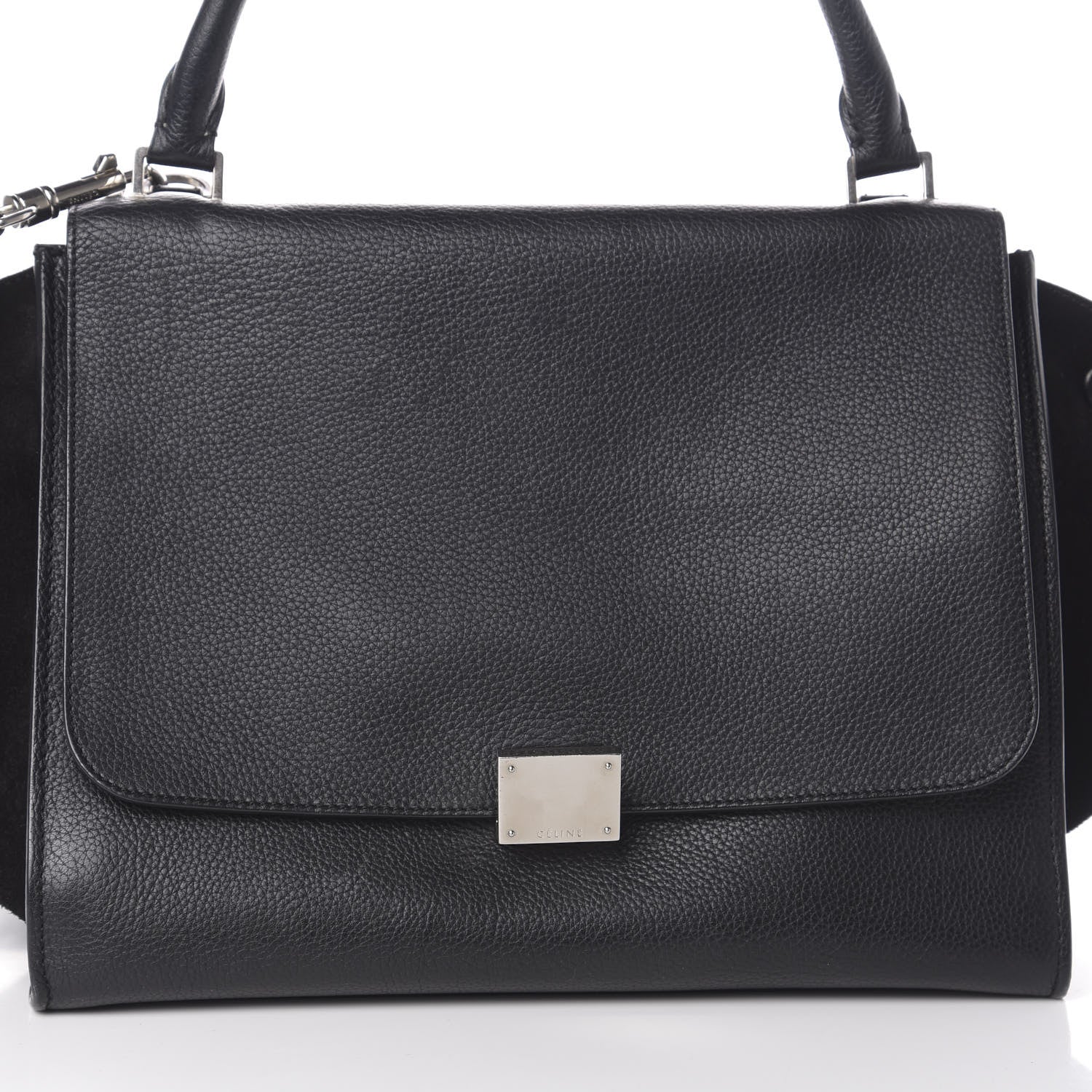 Celine Drummed Calfskin Suede Medium Trapeze Black 8 of 10