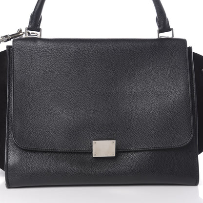 Celine Drummed Calfskin Suede Medium Trapeze Black 8 of 10