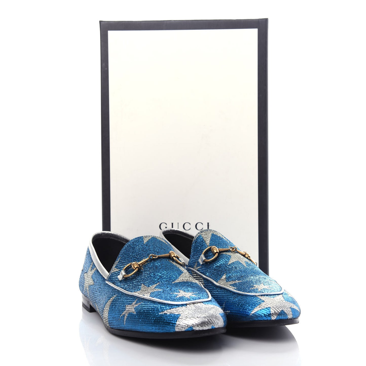 Lurex Calfskin Starry Sky Womens Jordaan Loafers 40.5 Bluette Silver