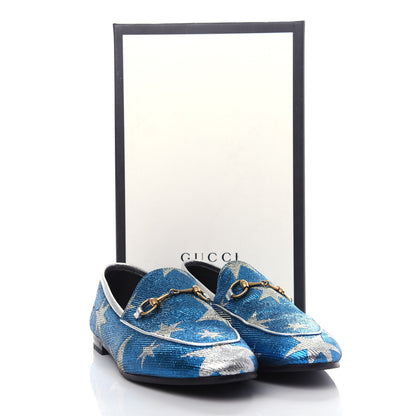 Gucci Lurex Calfskin Starry Sky Womens Jordaan Loafers 40.5 Bluette Silver 11 of 11