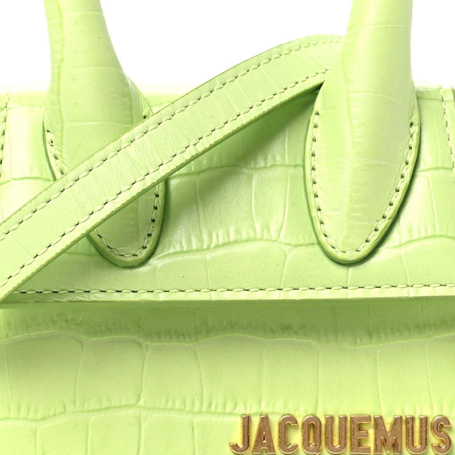Jacquemus Calfskin Crocodile Embossed Le Chiquito Light Green 7 of 9