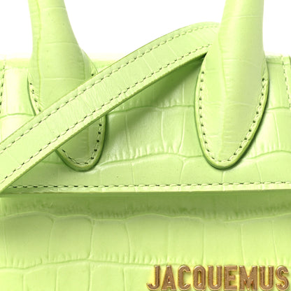 Jacquemus Calfskin Crocodile Embossed Le Chiquito Light Green 7 of 9