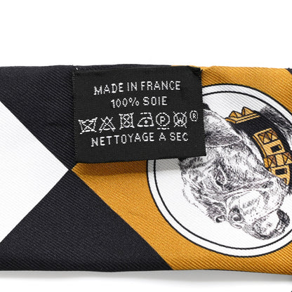 Hermes Silk Colliers Et Chiens Twilly Black Gold White 4 of 4