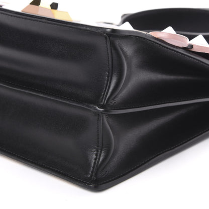 Fendi Vitello Liberty Lucido Pequin Inlay Studded Kan I Shoulder Bag Black Multicolor 9 of 10