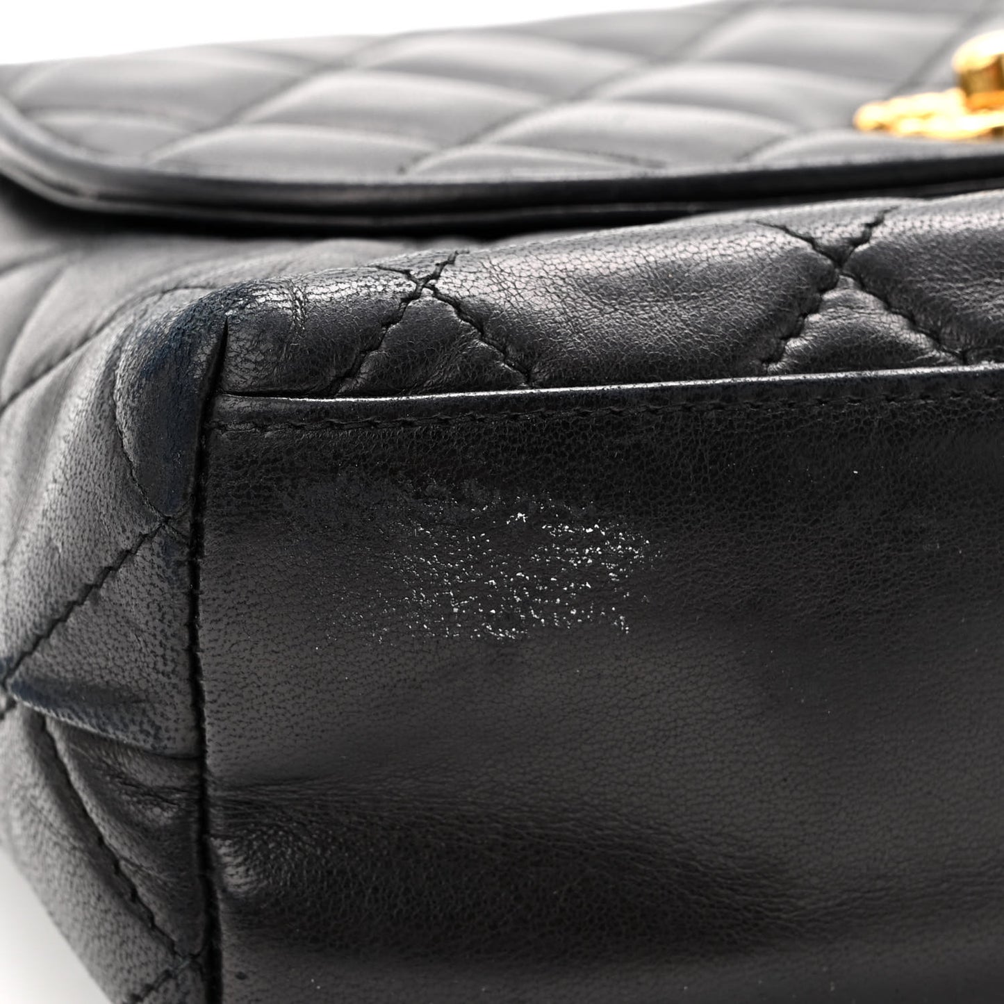 Lambskin Quilted CC Flap Shoulder Bag Black