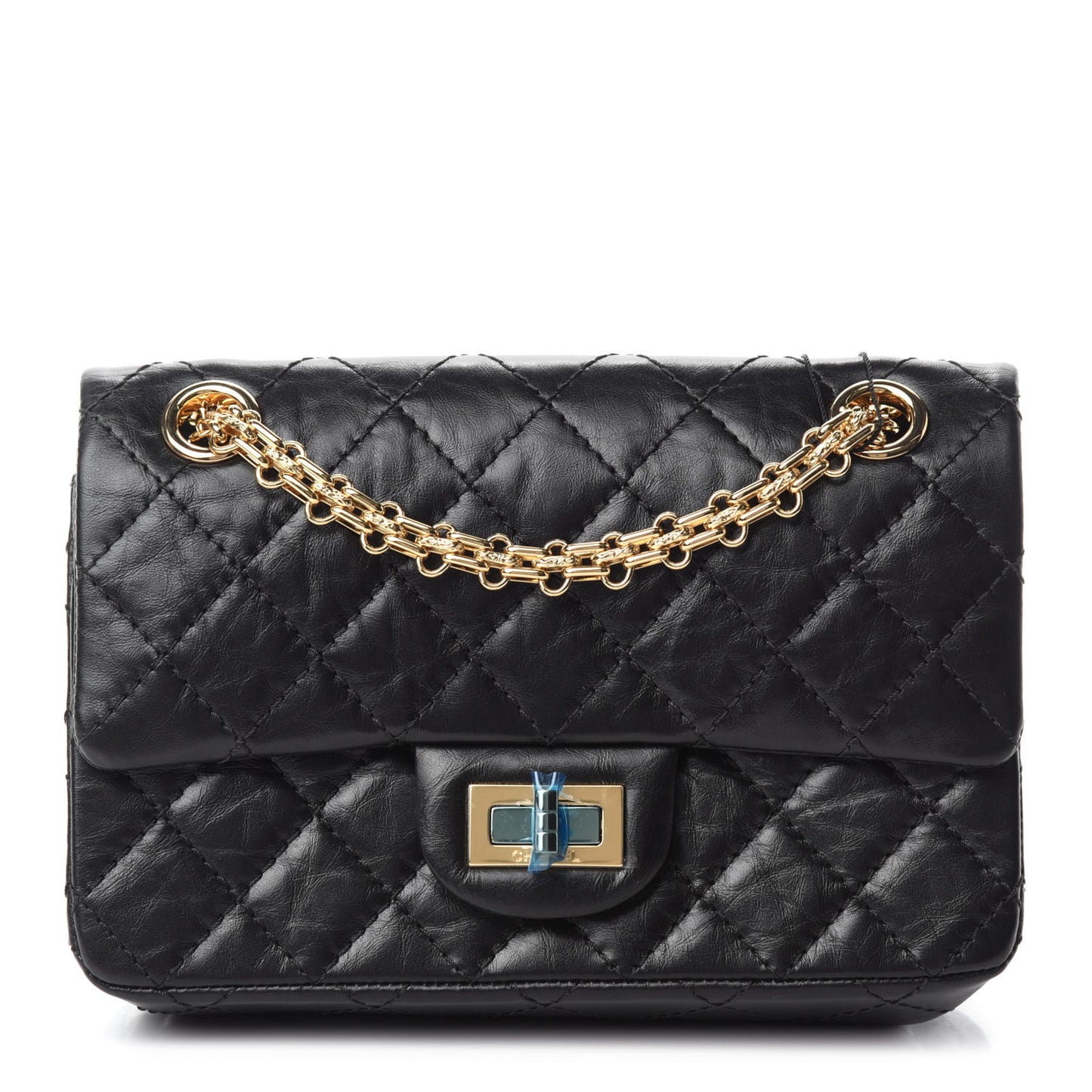 Aged Calfskin Quilted 2.55 Reissue Mini Flap Black