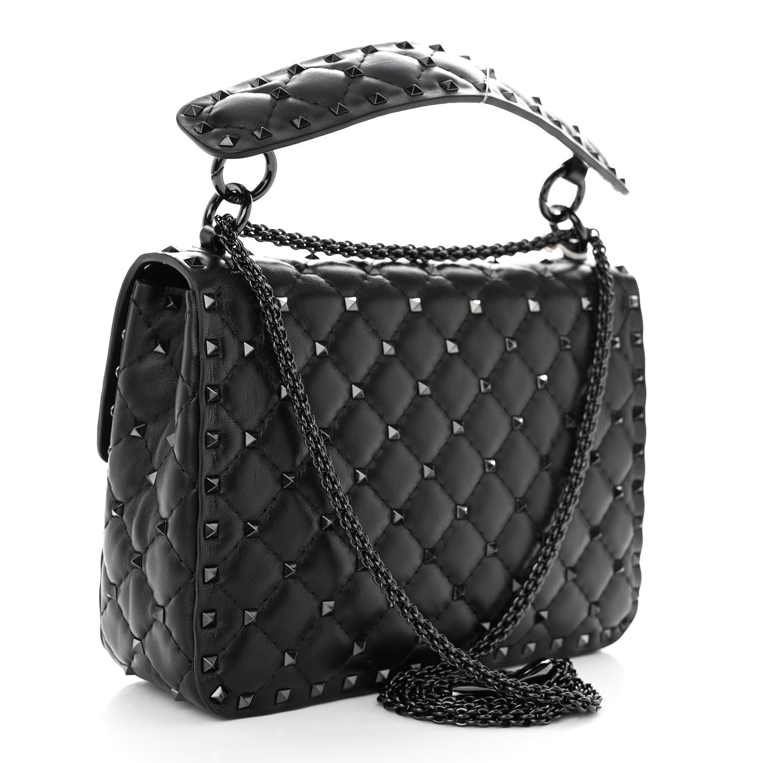 Valentino Garavani Lambskin Medium Rockstud Spike Shoulder Bag Black 3 of 9