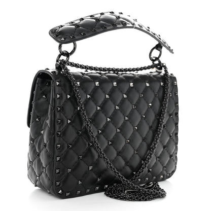 Valentino Garavani Lambskin Medium Rockstud Spike Shoulder Bag Black 3 of 9