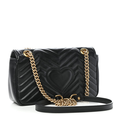 Gucci Calfskin Matelasse Small GG Marmont Shoulder Bag Black 3 of 11
