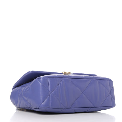 Chanel Shiny Goatskin Quilted Large Chanel 19 Flap Blue 3 of 10