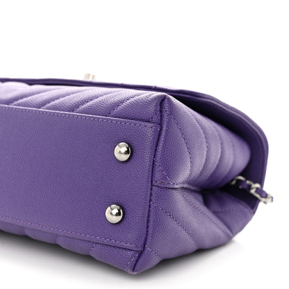 Chanel Caviar Chevron Quilted Mini Coco Handle Flap Purple 10 of 12