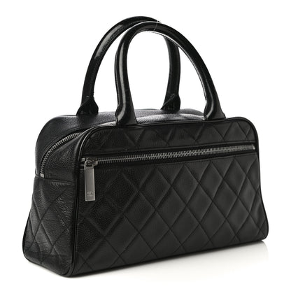 Chanel Caviar Patent Quilted Bowler Black 3 of 23