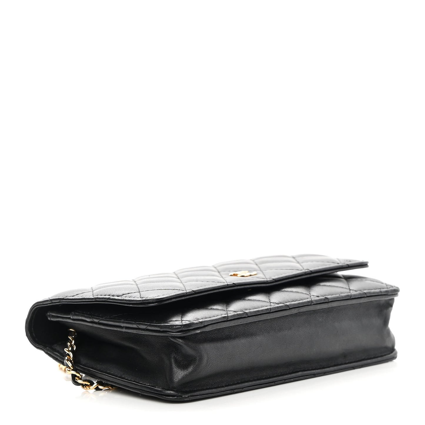 Lambskin Quilted Wallet On Chain WOC Black