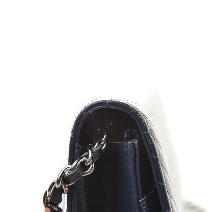 Chanel Caviar Chevron Quilted Wallet On Chain WOC Navy 15 of 17