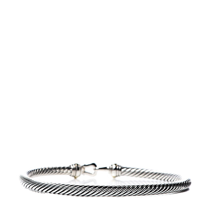David Yurman Sterling Silver 18K Yellow Gold 4mm Cable Buckle Bracelet 3 of 4