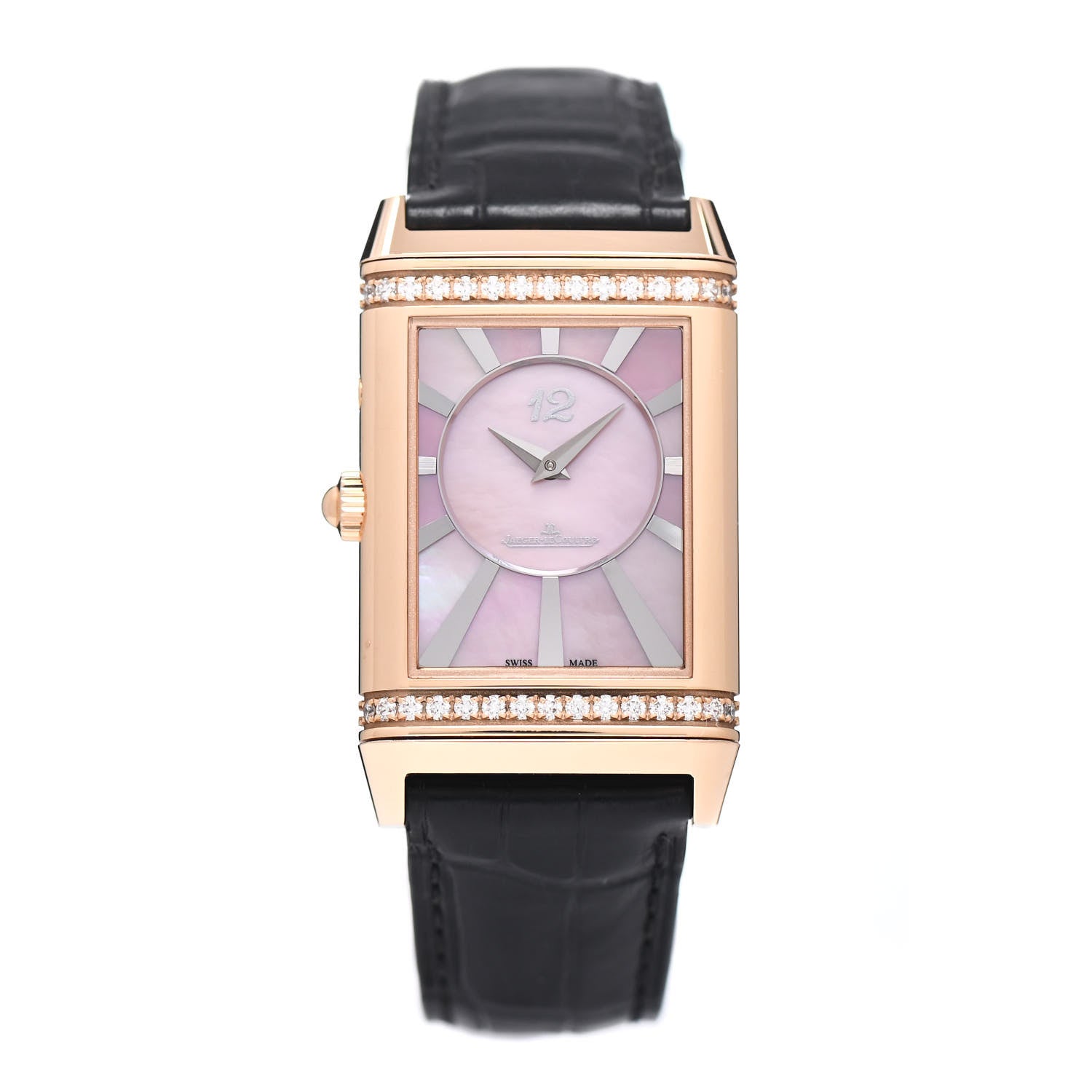 Jaeger-LeCoultre 18K Rose Gold Diamond Pink Mother of Pearl 36mm Reverso Manual Winding Watch Q3302421 1 of 6