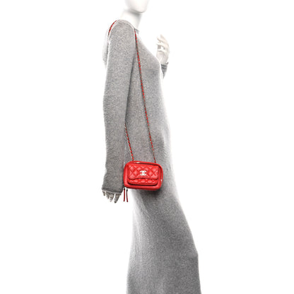 Chanel Lambskin Quilted Small Pocket Box Camera Case Red 2 of 15