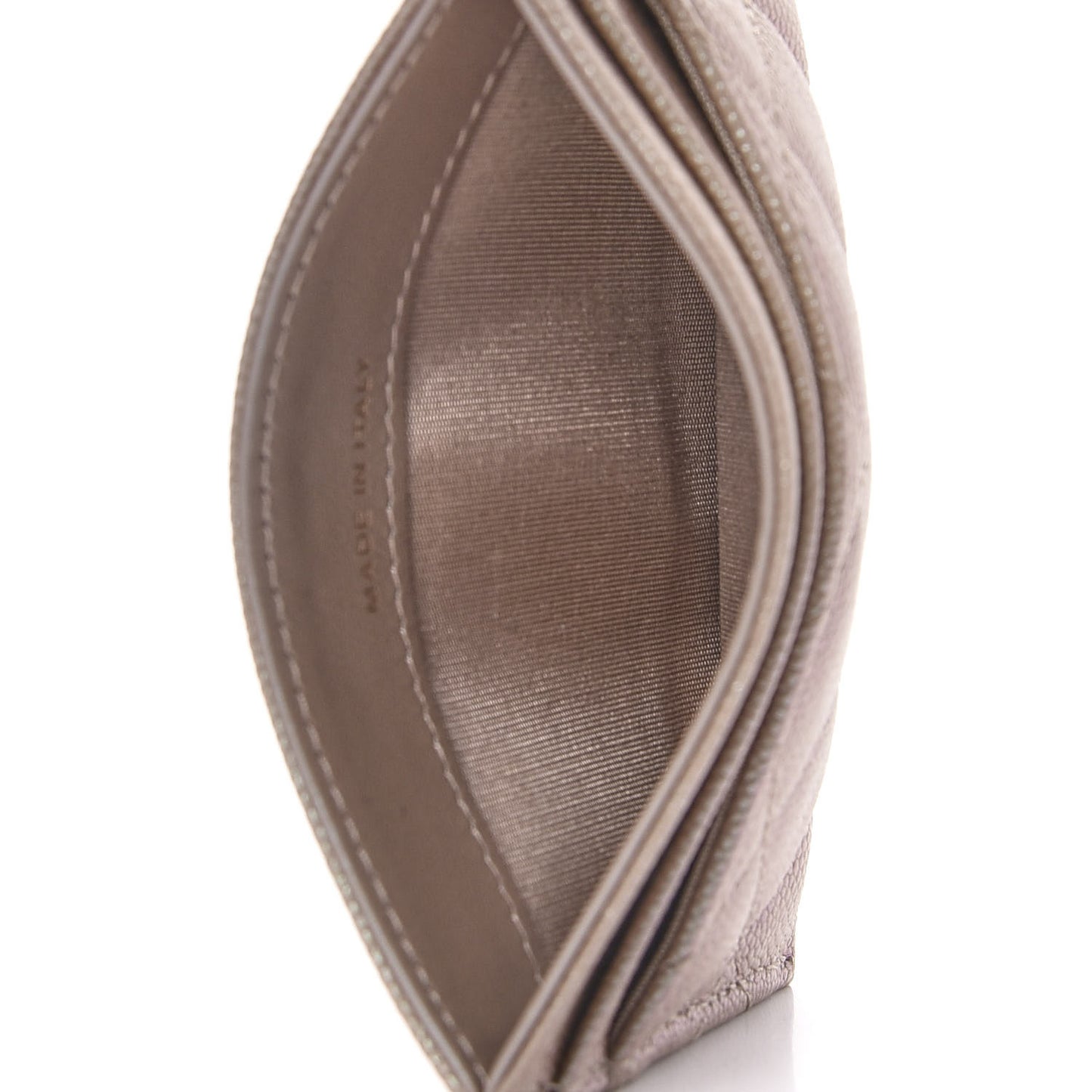 Iridescent Caviar Quilted Card Holder Beige