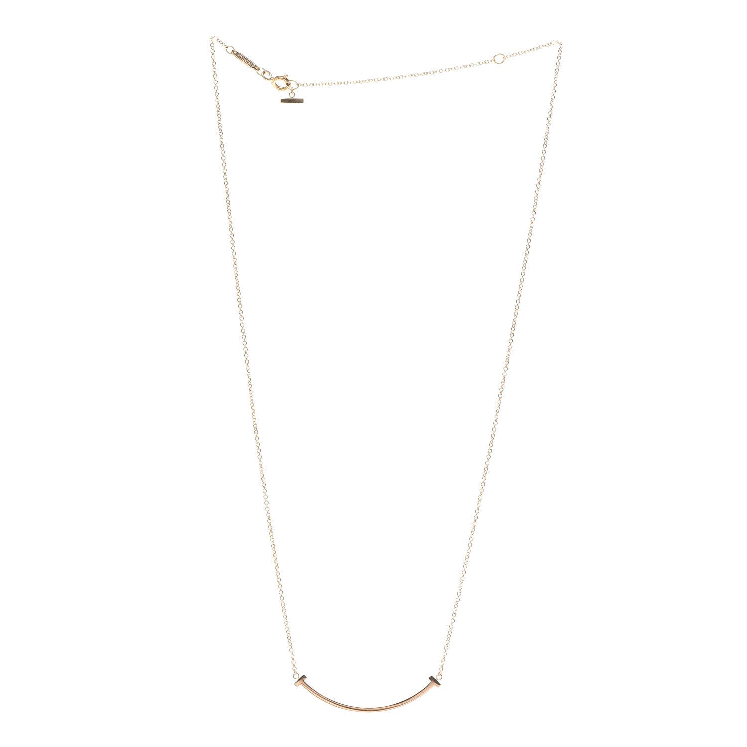 Tiffany 18K Rose Gold Small T Smile Pendant Necklace 3 of 6