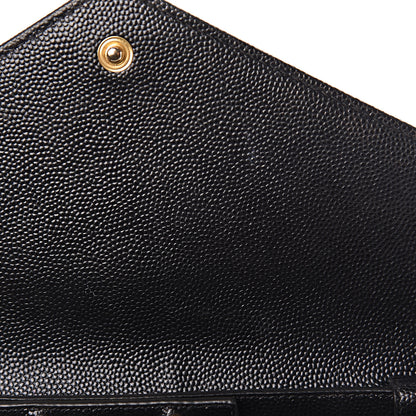Saint Laurent Grain De Poudre Matelasse Chevron Monogram Chain Wallet Black 8 of 13
