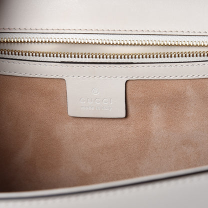 Gucci Calfskin Embroidered Medium Sylvie Top Handle Bag White 8 of 21