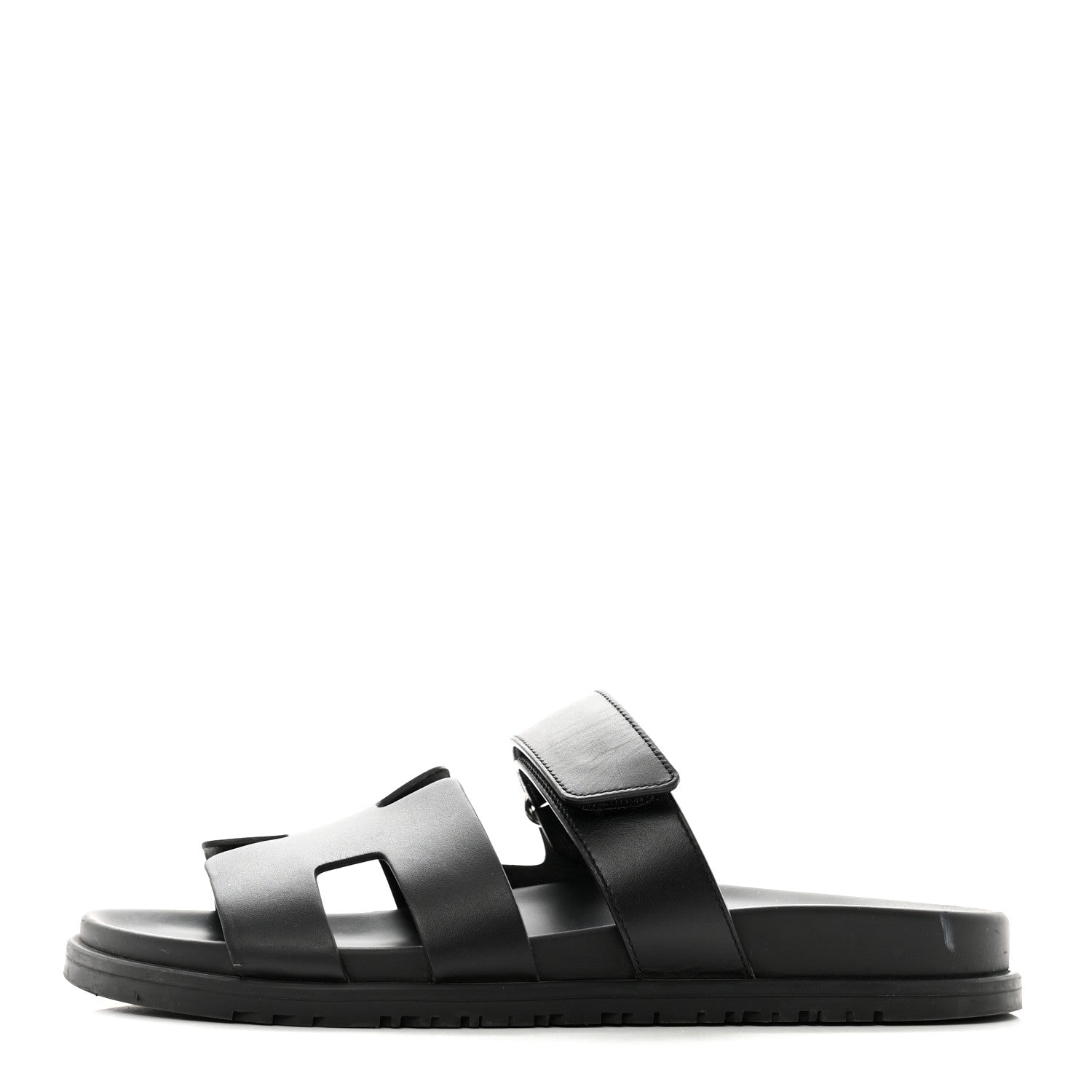 Hermes Calfskin Womens Chypre Sandals 40.5 Black 1 of 9