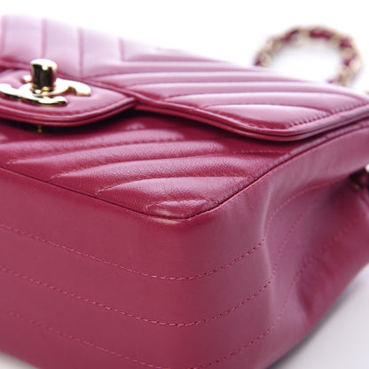 Chanel Lambskin Chevron Quilted Mini Square Flap Fuchsia 9 of 16