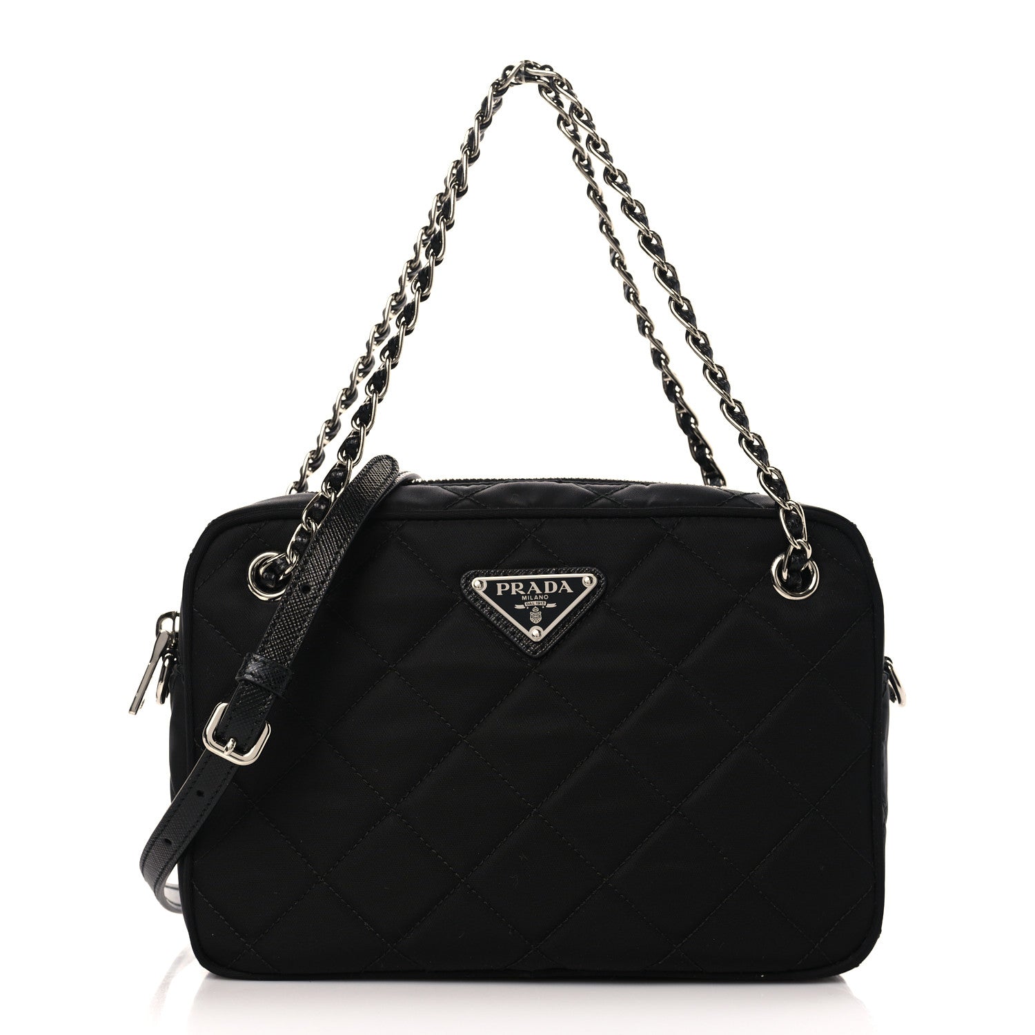 Prada Nylon Tessuto Impuntu Quilted Bandoliera Crossbody Bag Black 1 of 8