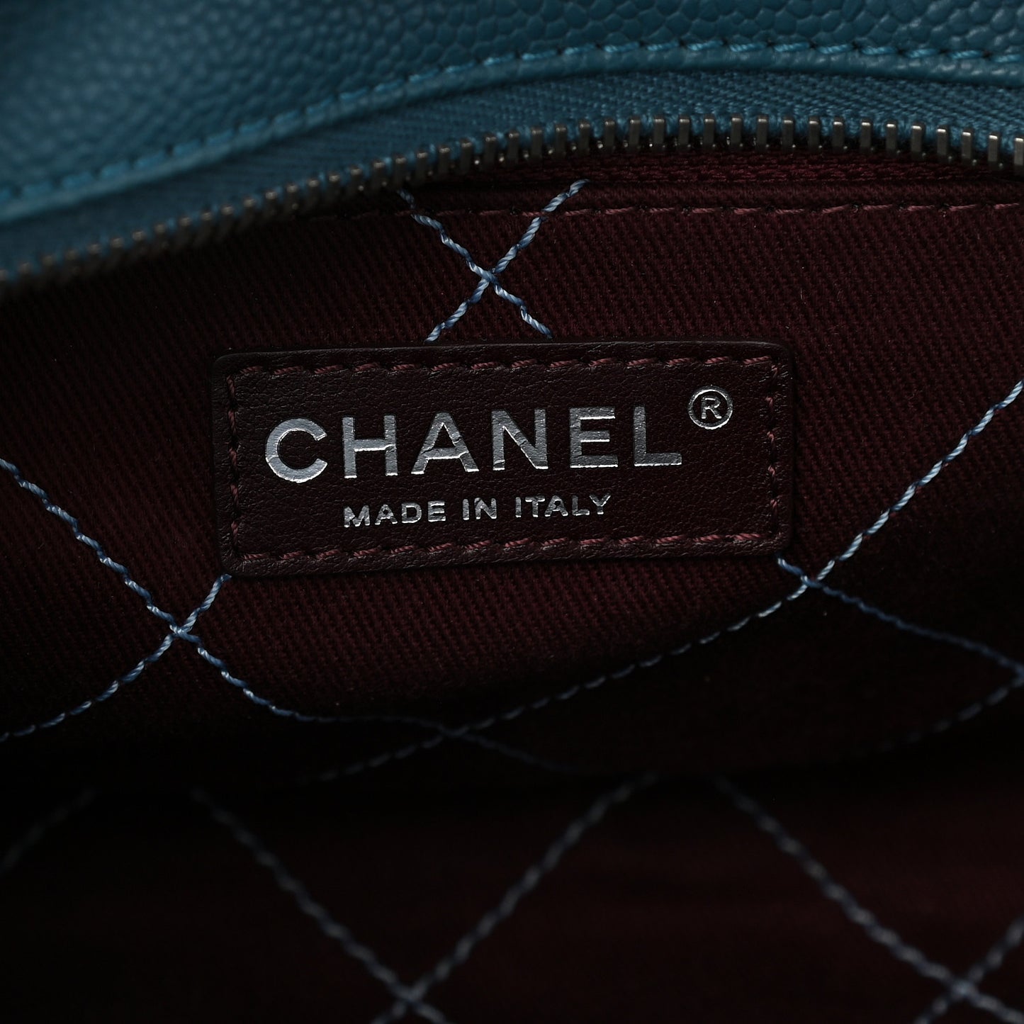 Caviar Quilted Deauville Bowling Bag Blue