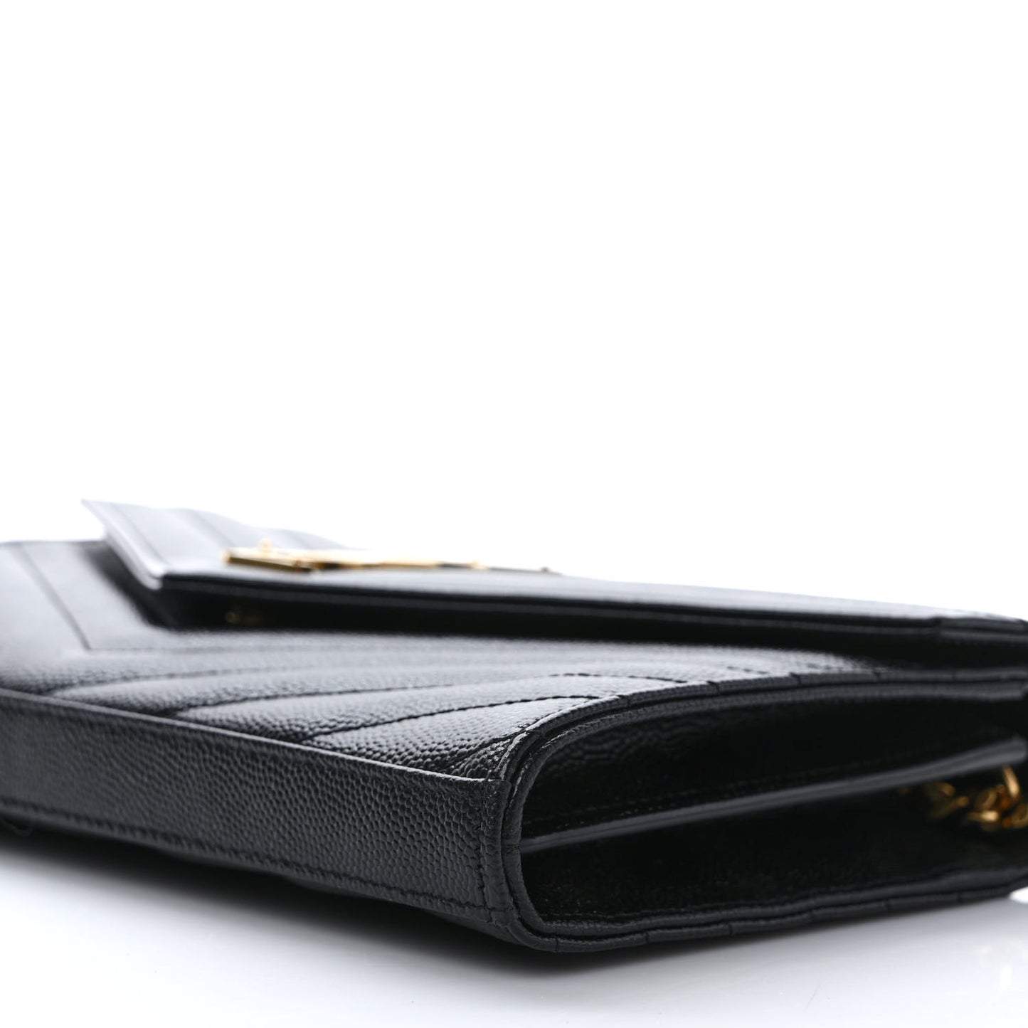 Grain De Poudre Matelasse Chevron Monogram Chain Wallet Black