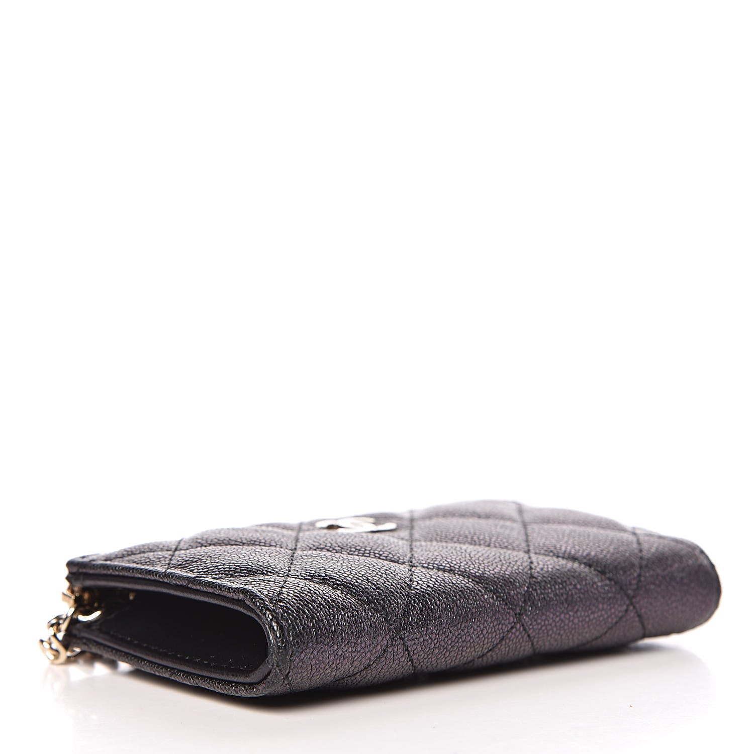 Chanel Iridescent Caviar Quilted Zipped Key Holder Case Black 4 of 8