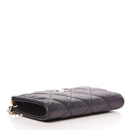 Chanel Iridescent Caviar Quilted Zipped Key Holder Case Black 4 of 8