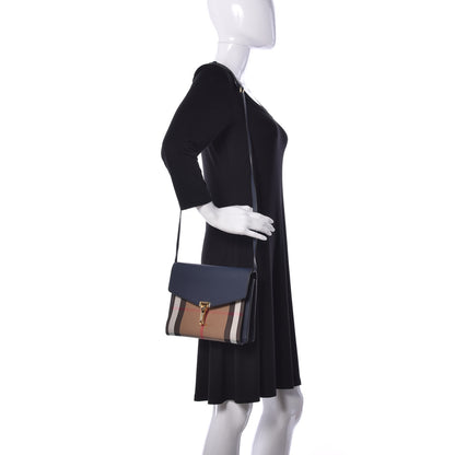 Burberry Derby Calfskin House Check Small Macken Crossbody Bag Ink Blue 2 of 9