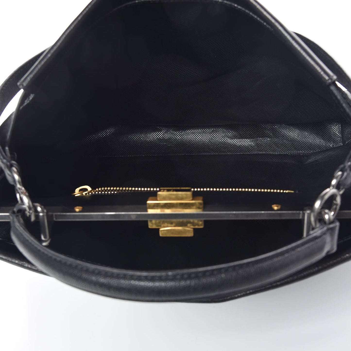 Goatskin Large Peekaboo Iconic Satchel Black