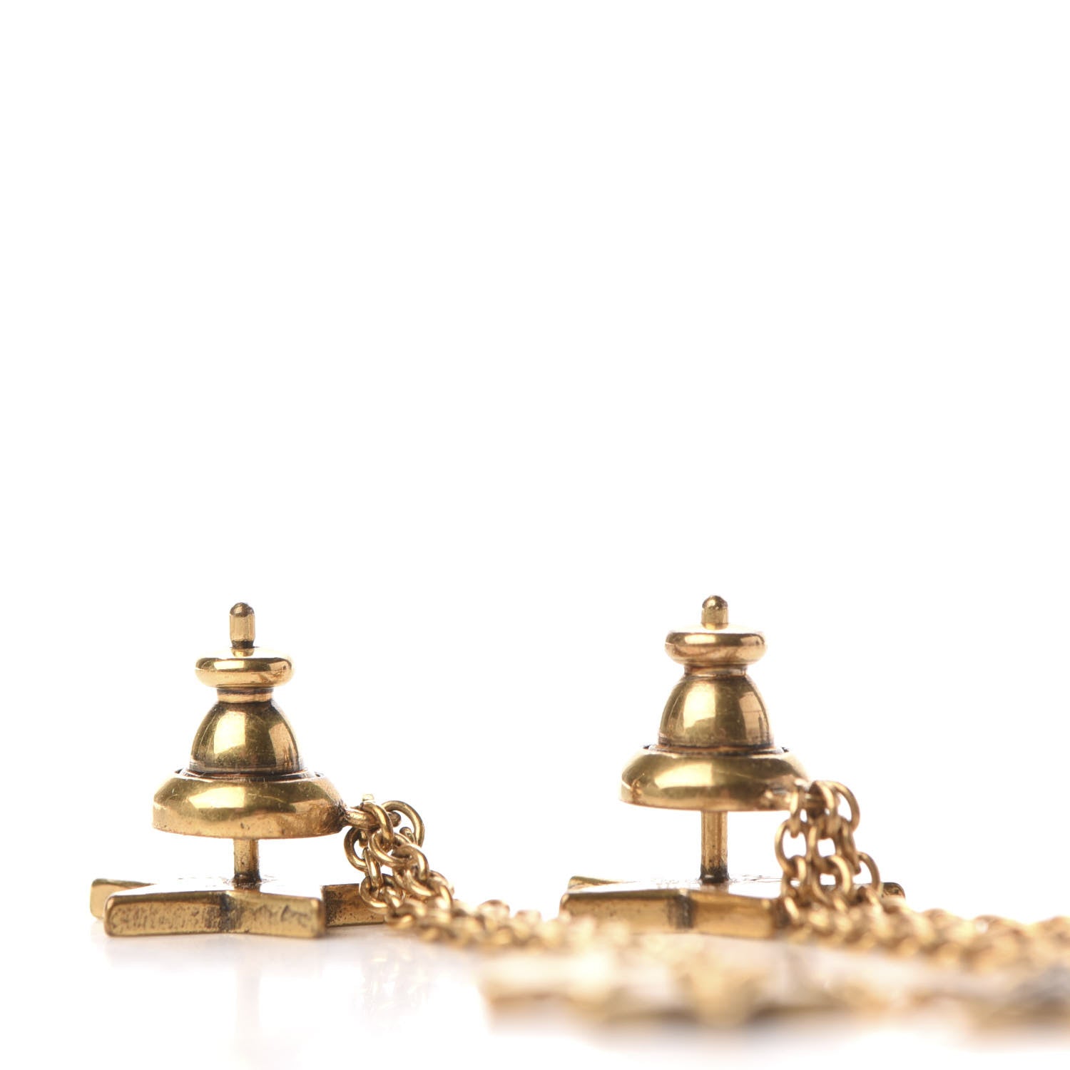 Christian Dior Star Charm Drop Earrings Antique Gold 3 of 4