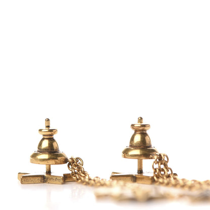 Christian Dior Star Charm Drop Earrings Antique Gold 3 of 4
