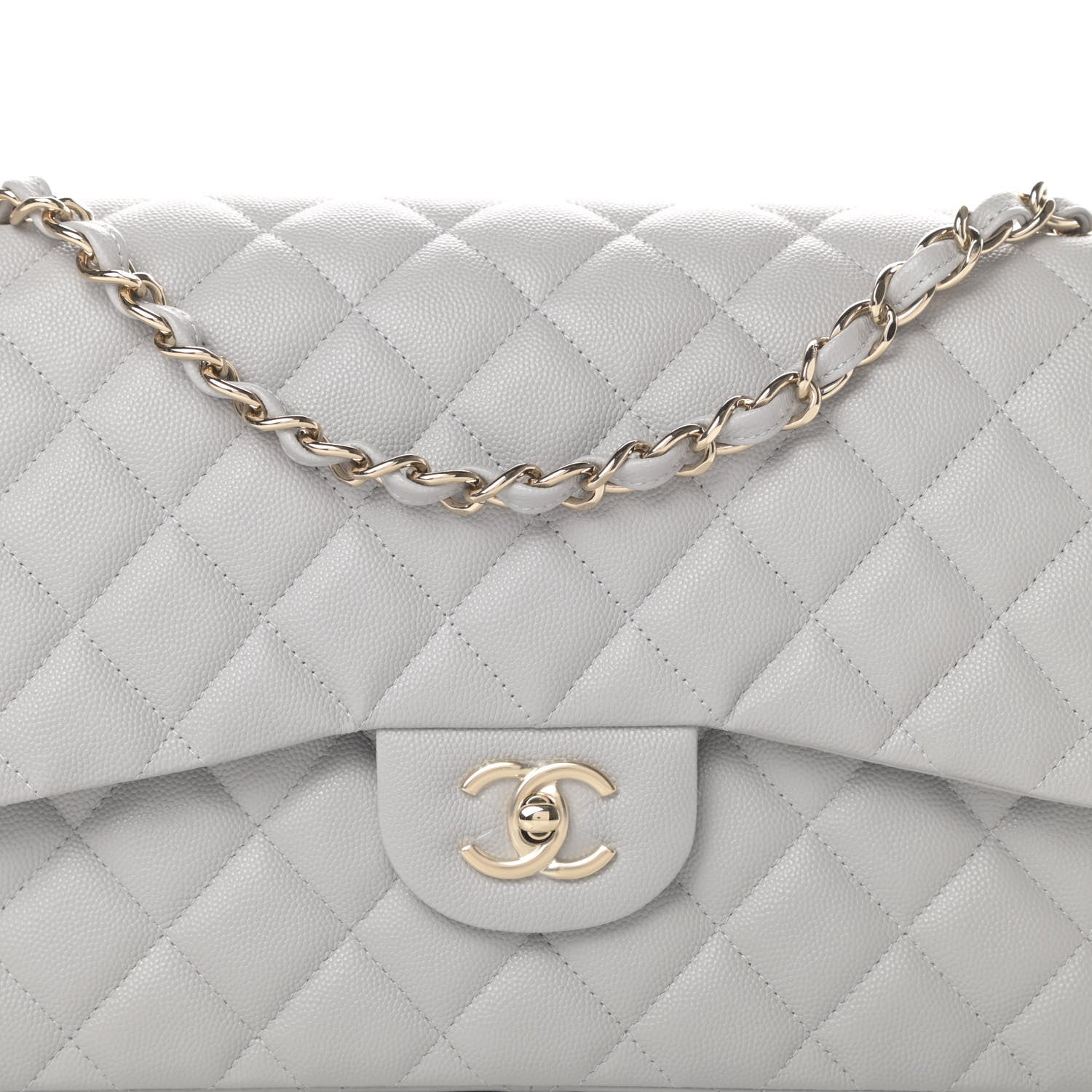 Chanel Caviar Quilted Jumbo Double Flap Grey 8 of 10