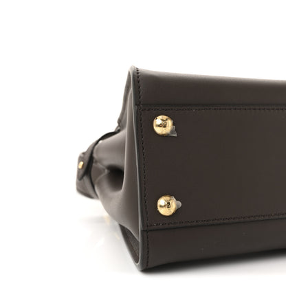 Fendi Vitello Seta Suede FF Mini Peekaboo Iconic Satchel Chocolate Sigaro Marrone 8 of 10