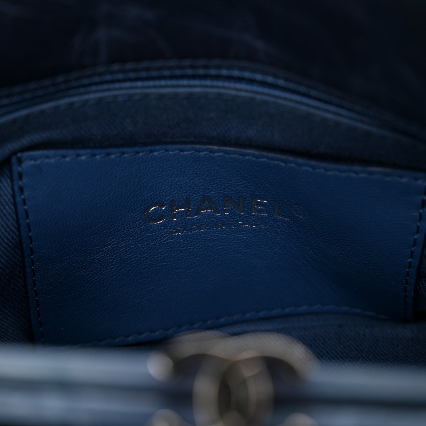 Aged Calfskin Quilted Small Just Mademoiselle Bowling Bag Dark Blue