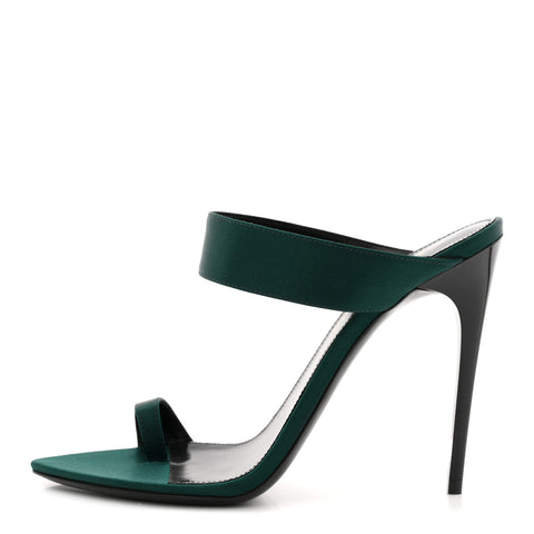 Crepe Satin Martha Mule 110 Sandals 35.5 Dorian Green