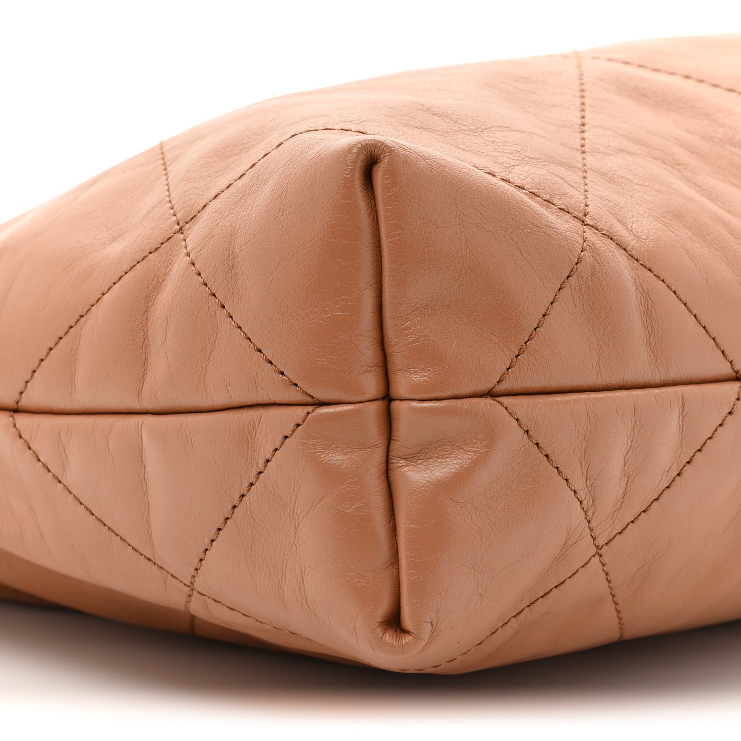 Shiny Calfskin Quilted Small Chanel 22 Beige