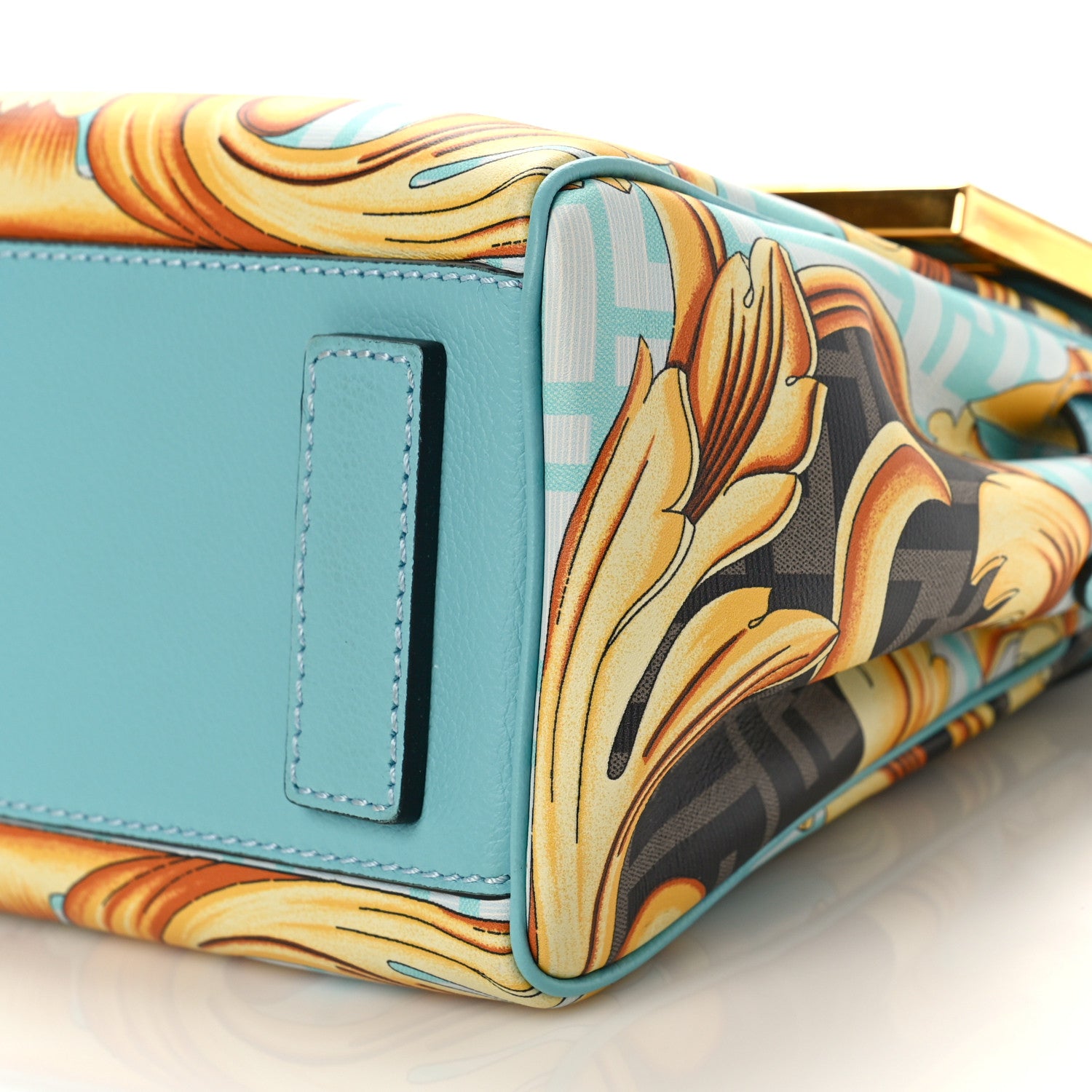 Versace X FENDI Grained Calfskin Fendace La Medusa Medium Top Handle Bag Baby Blue Multicolor 8 of 9