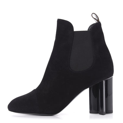 Louis Vuitton Suede Monogram Uniformes Cap Toe Chelsea 80mm Ankle Boots 37 Black 1 of 8