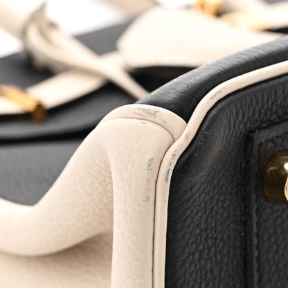 Hermes Togo Horseshoe Birkin 25 Black Craie 11 of 14