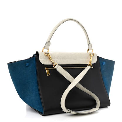 Celine Bullhide Calfskin Grained Nubuck Medium Tri-Color Trapeze Sea 3 of 16